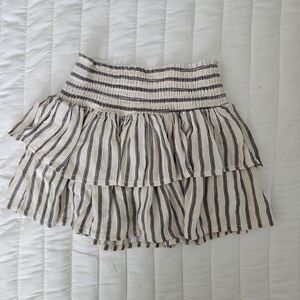 H&M Striped Ruffle Skirt in Cream and Black